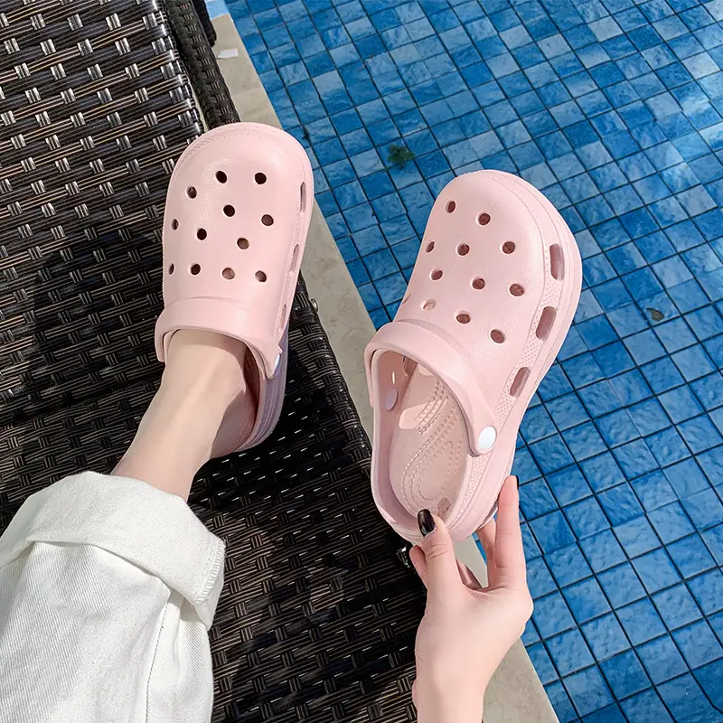 New Style Hole Shoes Women's Summer Outer Wear Breathable Height-Increasing Wear-Resistant Sandals Thick Sole Odor-Resistant Hollow Out-Tramping Feeling Baotou Slippers - Image 2