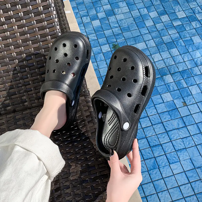 New Style Hole Shoes Women's Summer Outer Wear Breathable Height-Increasing Wear-Resistant Sandals Thick Sole Odor-Resistant Hollow Out-Tramping Feeling Baotou Slippers - Image 3
