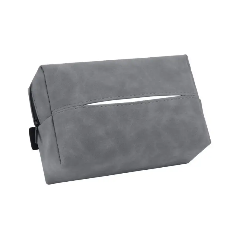 Suede Leather Car Tissue Bag Black Grey - Image 2
