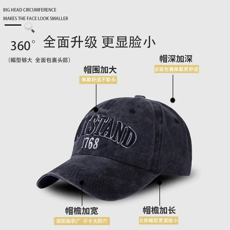Outland 1768 Washed Cotton Baseball Cap Big Head - Image 8