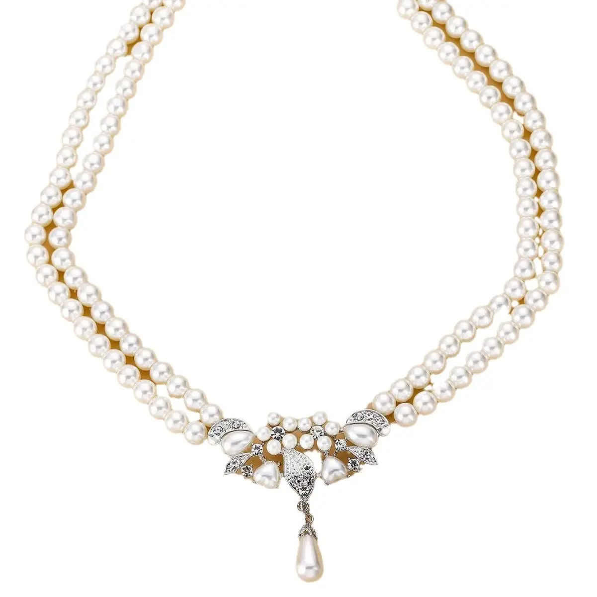 2024 Bridal Jewelry Set Double Pearl Necklace Earrings - Image 6