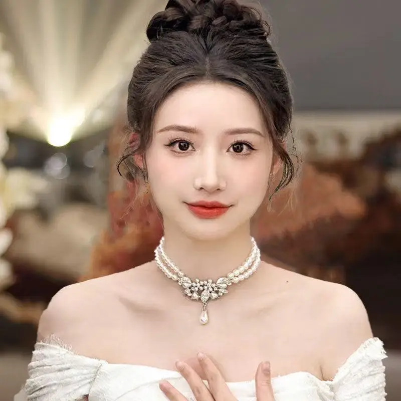 2024 Bridal Jewelry Set Double Pearl Necklace Earrings — feature 3
