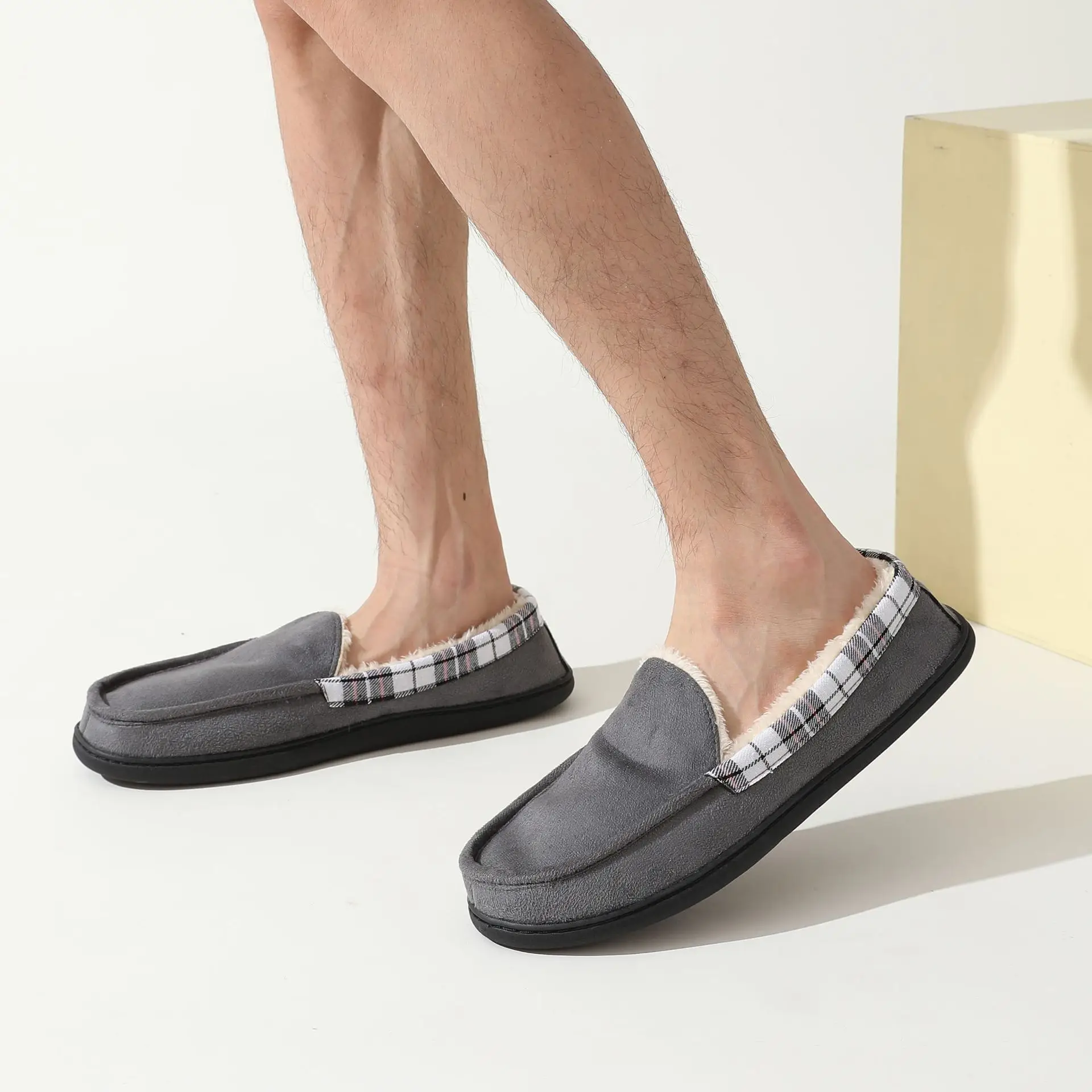 Men's Brown Memory Foam Slipper with Plush Lining — feature 1