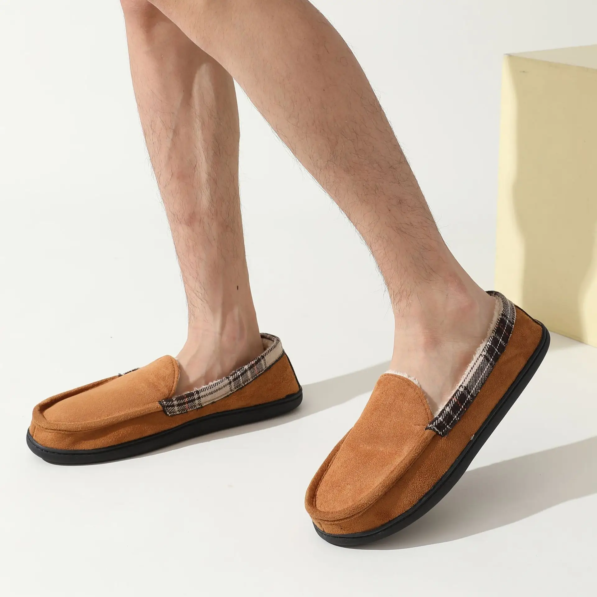 Men's Brown Memory Foam Slipper with Plush Lining — feature 2