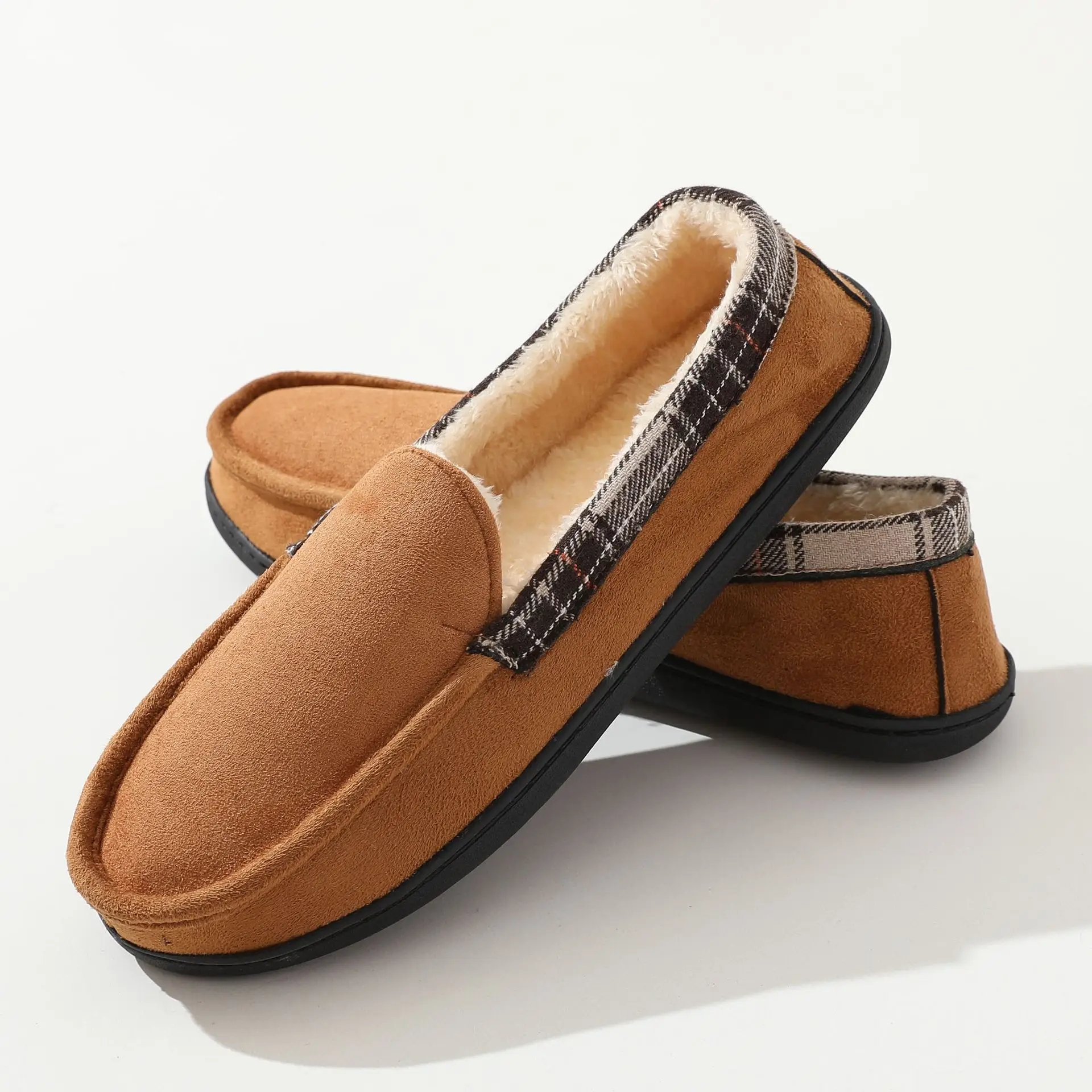 Men's Brown Memory Foam Slipper with Plush Lining — feature 6