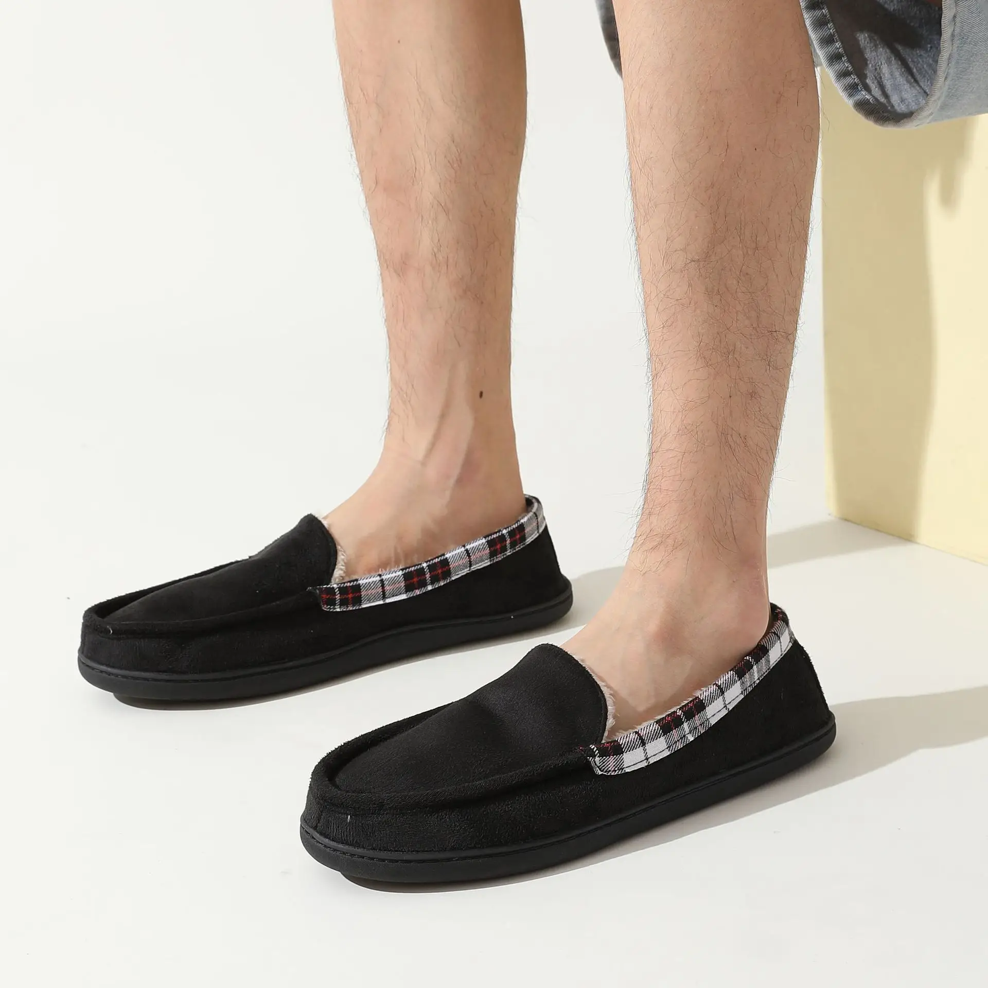 Men's Brown Memory Foam Slipper with Plush Lining