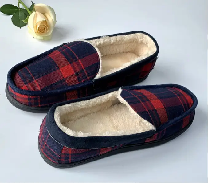 Men's Brown Memory Foam Slipper with Plush Lining