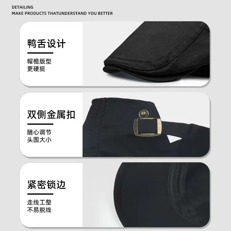 British Retro Forward Hat Sunshade Cap Big Head Showing Face Small Fashion All-match Hat Solid Color Trendy Cap - Image 9