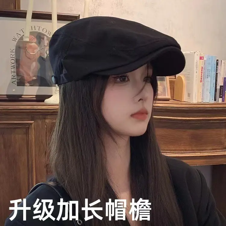 British Retro Forward Hat Sunshade Cap Big Head Showing Face Small Fashion All-match Hat Solid Color Trendy Cap — feature 3