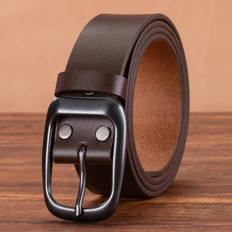 Men's Genuine Leather Pin Buckle Belt Brown