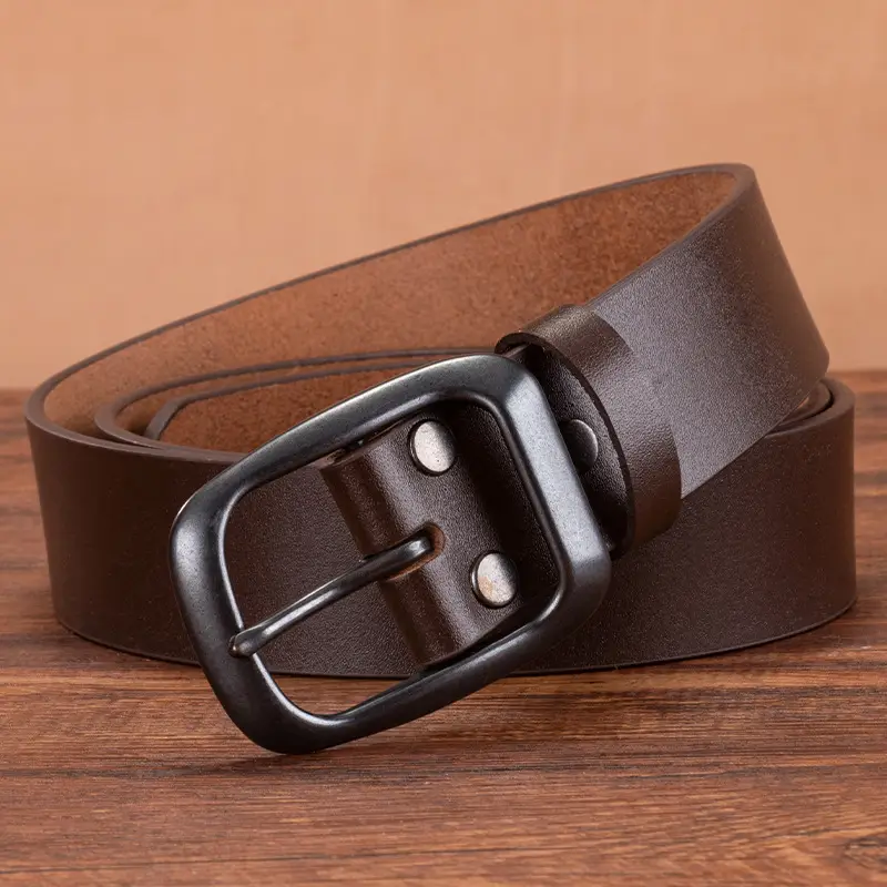 Men's Genuine Leather Pin Buckle Belt Brown