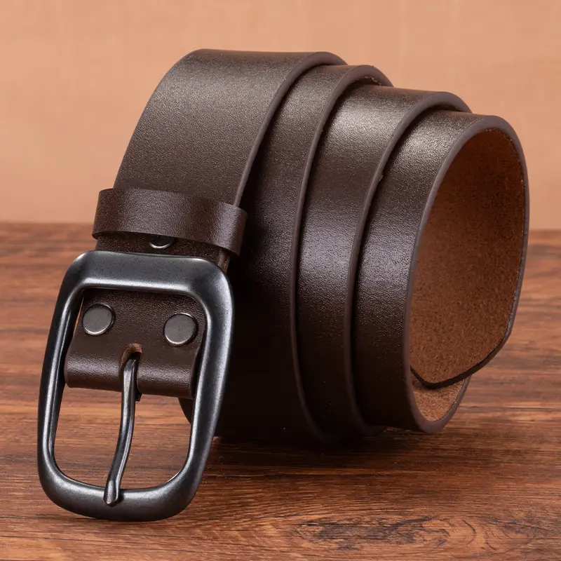 Men's Genuine Leather Pin Buckle Belt Brown