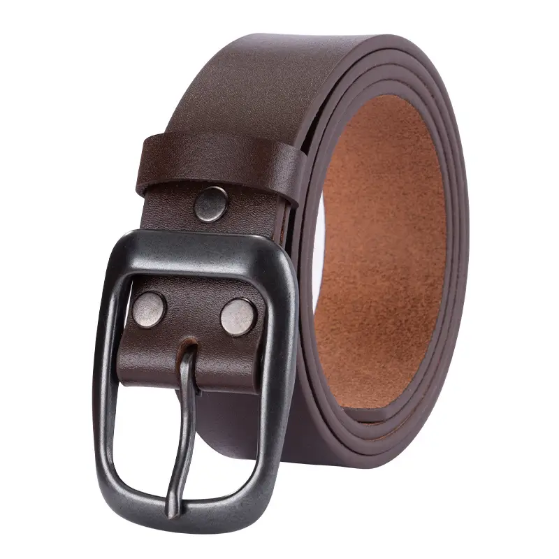 Men's Genuine Leather Pin Buckle Belt Brown