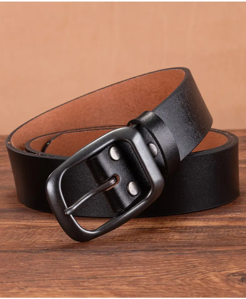 Men's Genuine Leather Pin Buckle Belt Brown — feature 19