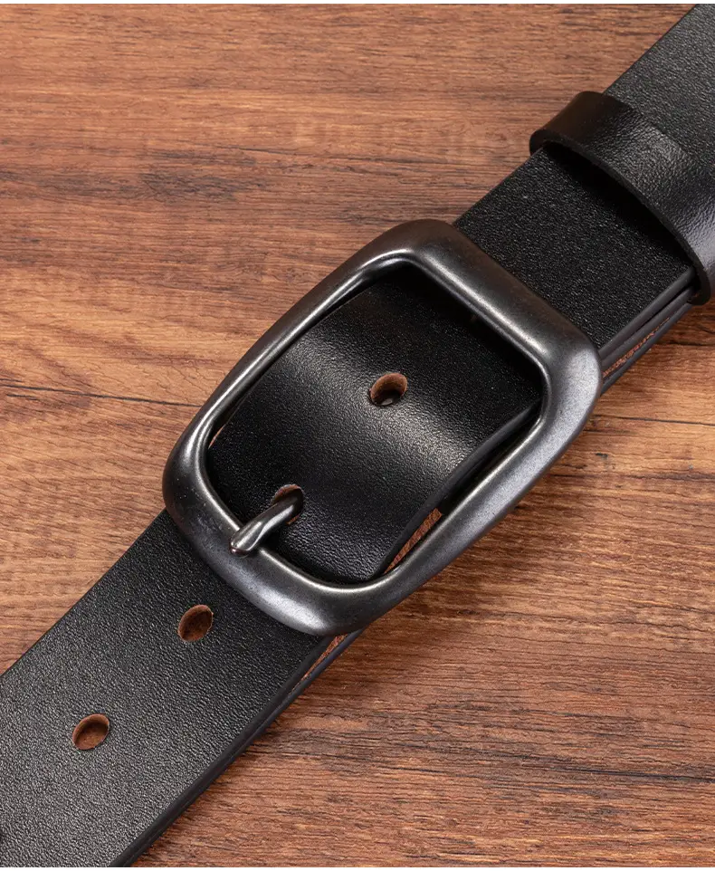 Men's Genuine Leather Pin Buckle Belt Brown — feature 20