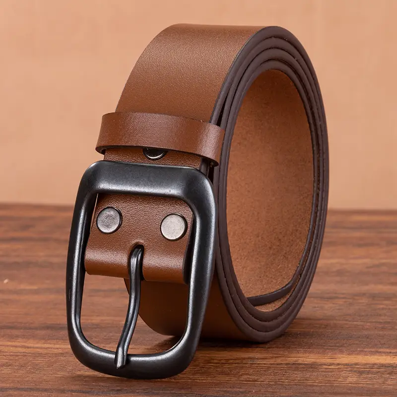 Men's Genuine Leather Pin Buckle Belt Brown