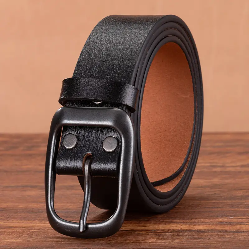 Men's Genuine Leather Pin Buckle Belt Brown