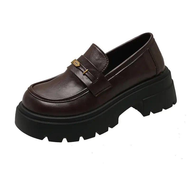 Vintage Academy Style Thick Bottom Gold Coin Loafers Women's 2025 Spring New Jk Small Leather Shoes British Style Big Head Single-layer Shoes - Image 7