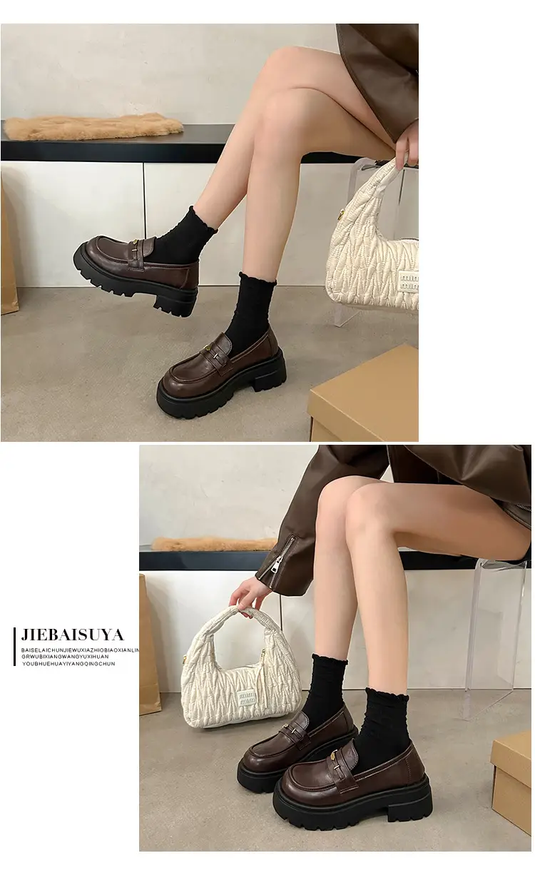Vintage Academy Style Thick Bottom Gold Coin Loafers Women's 2025 Spring New Jk Small Leather Shoes British Style Big Head Single-layer Shoes — feature 10