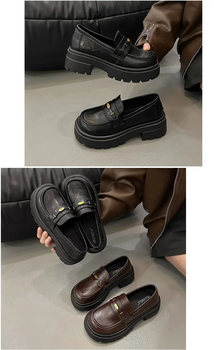 Vintage Academy Style Thick Bottom Gold Coin Loafers Women's 2025 Spring New Jk Small Leather Shoes British Style Big Head Single-layer Shoes — feature 15