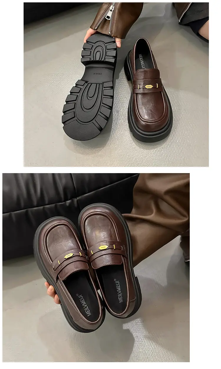 Vintage Academy Style Thick Bottom Gold Coin Loafers Women's 2025 Spring New Jk Small Leather Shoes British Style Big Head Single-layer Shoes — feature 16