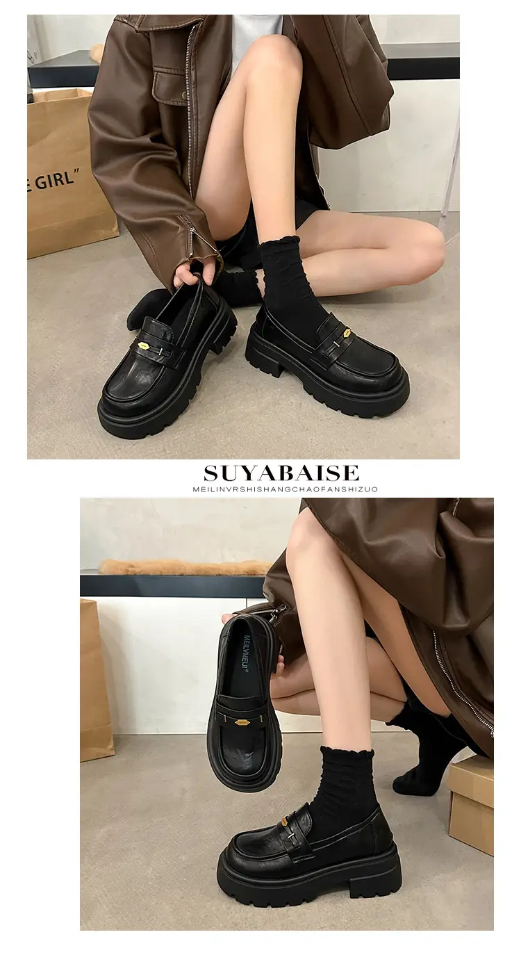 Vintage Academy Style Thick Bottom Gold Coin Loafers Women's 2025 Spring New Jk Small Leather Shoes British Style Big Head Single-layer Shoes — feature 8
