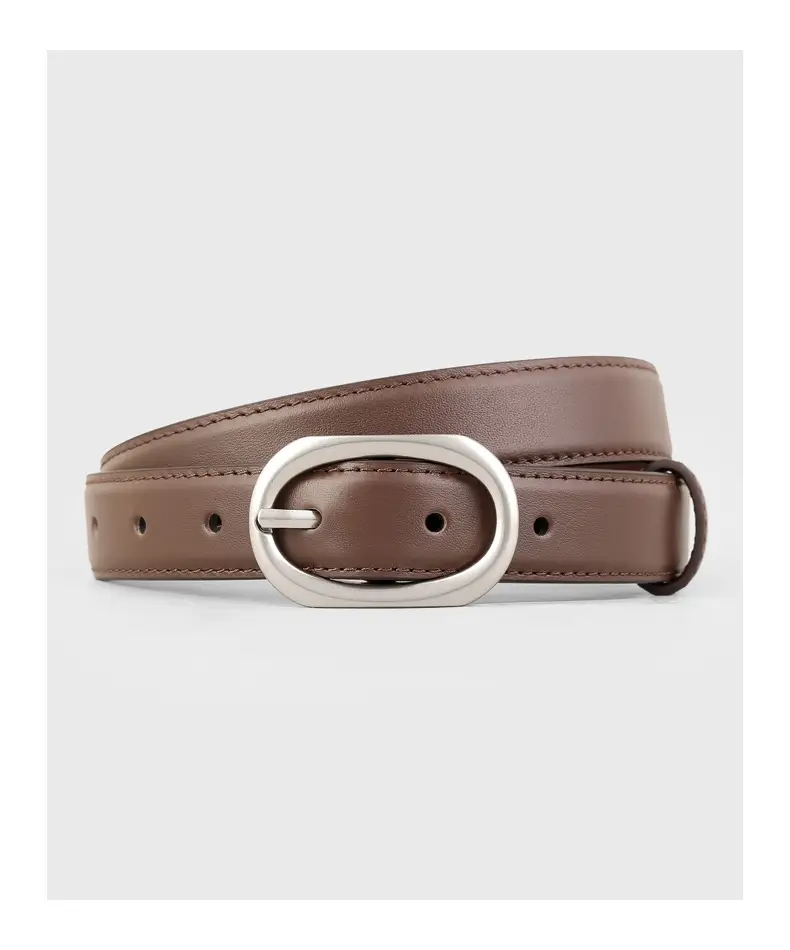 2025 New Women's Black Leather Belt with Oval Pin Buckle — feature 18