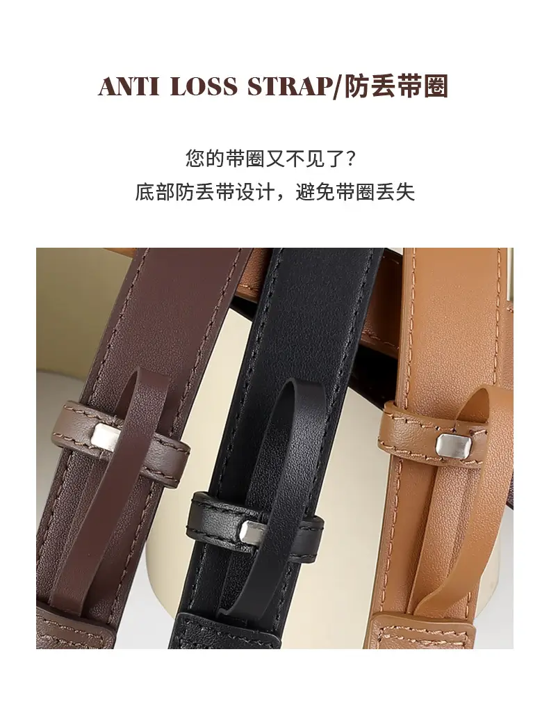 2025 New Women's Black Leather Belt with Oval Pin Buckle — feature 7