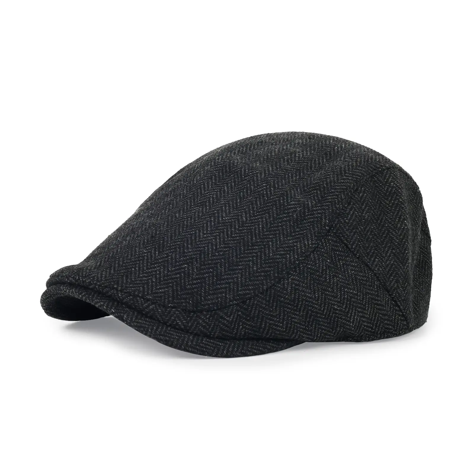 Men's Grey Quilted Flat Cap British Style Forward Cap - Image 7