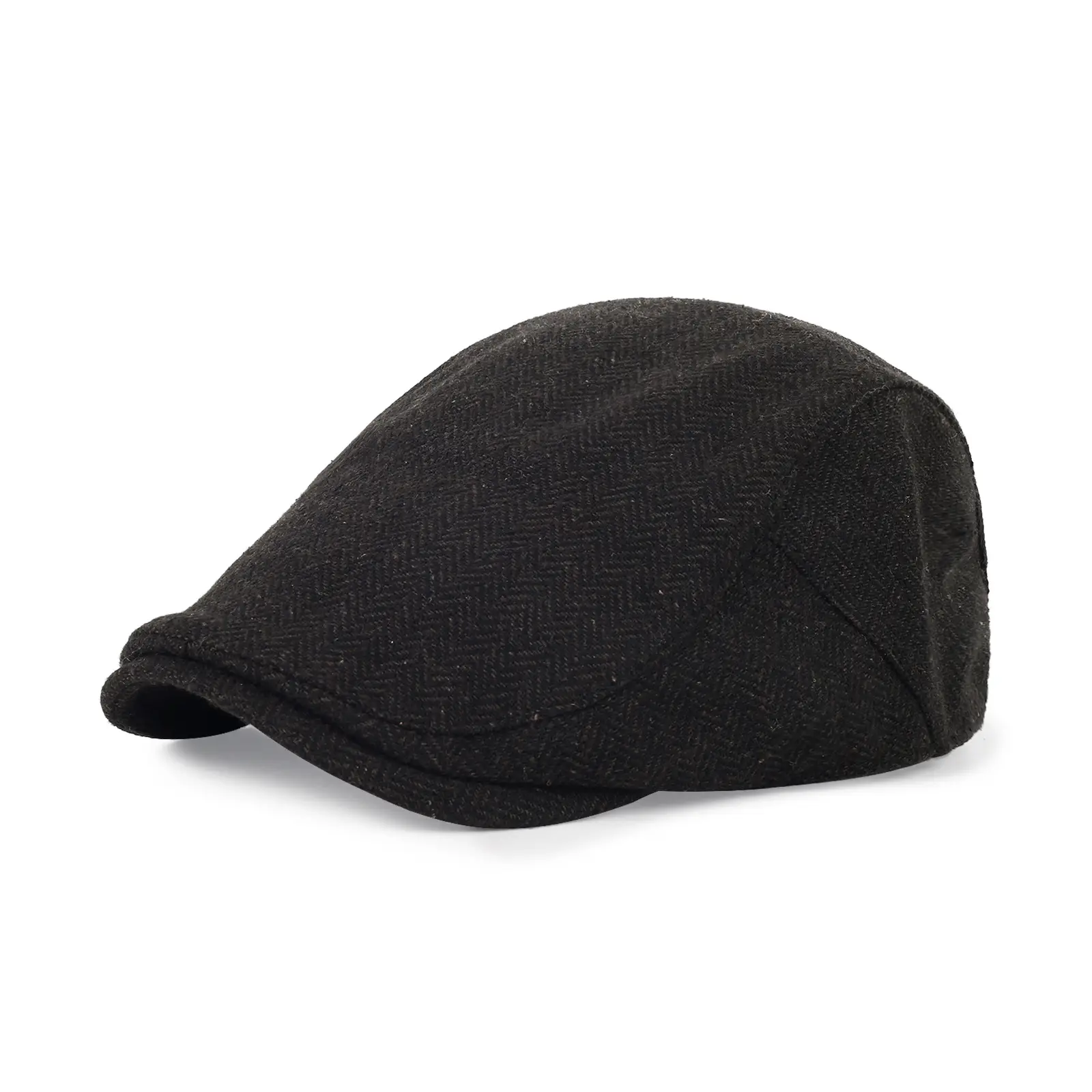 Men's Grey Quilted Flat Cap British Style Forward Cap - Image 8
