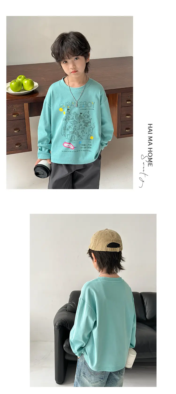 Boys Cotton Graffiti T-Shirt Mint Green — feature 10