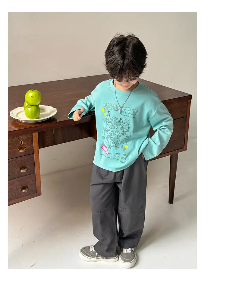 Boys Cotton Graffiti T-Shirt Mint Green — feature 12