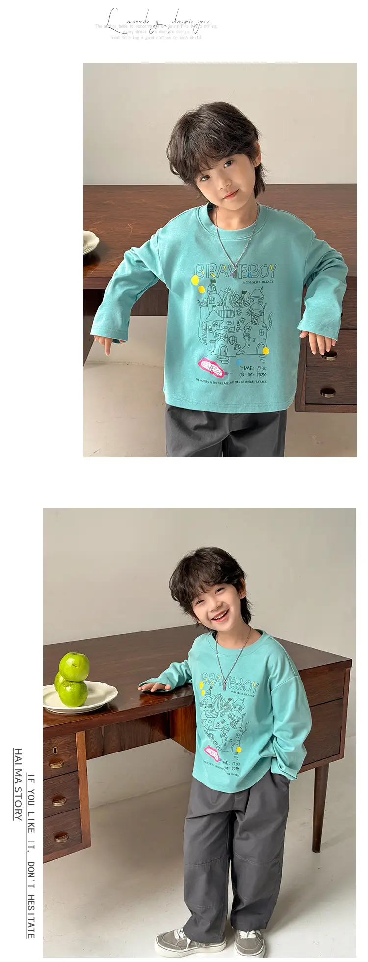 Boys Cotton Graffiti T-Shirt Mint Green — feature 8