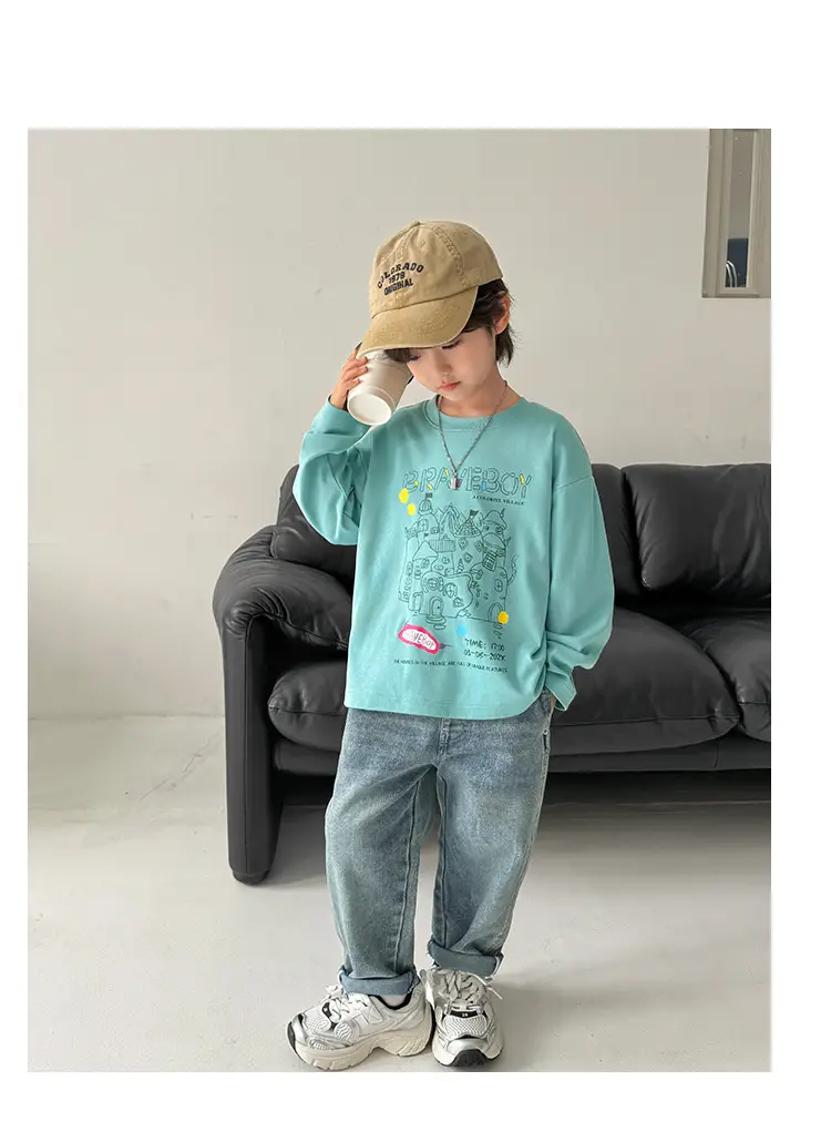 Boys Cotton Graffiti T-Shirt Mint Green — feature 9
