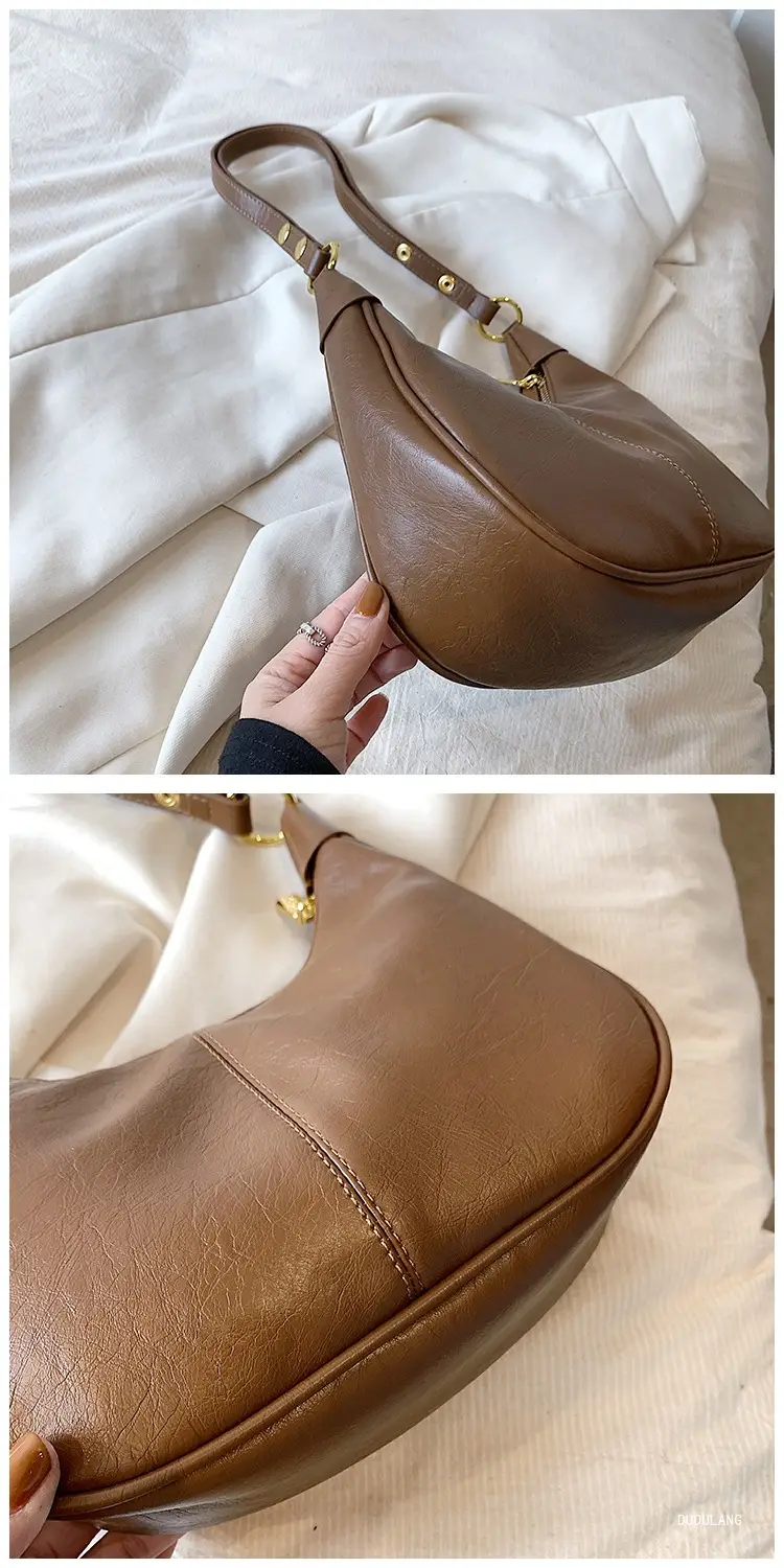 Women's Tan Leather Crossbody Bag with Gold Handle — feature 10