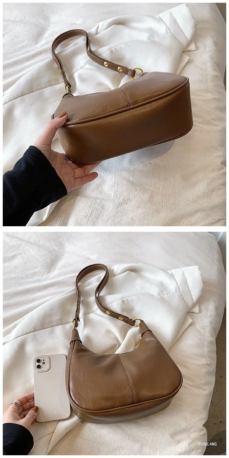 Women's Tan Leather Crossbody Bag with Gold Handle — feature 11