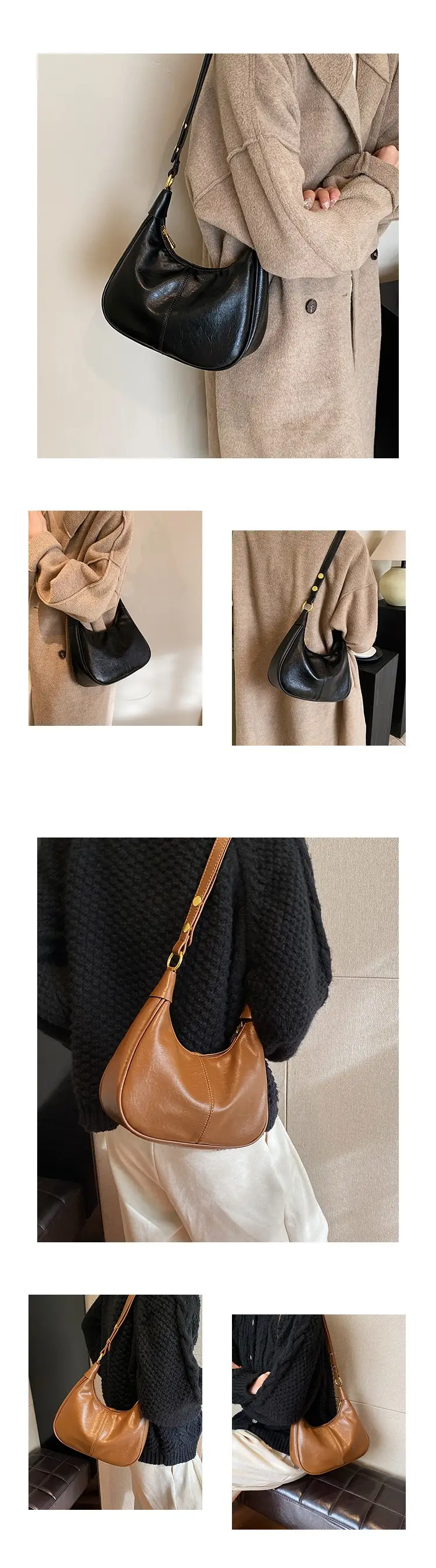 Women's Tan Leather Crossbody Bag with Gold Handle — feature 3
