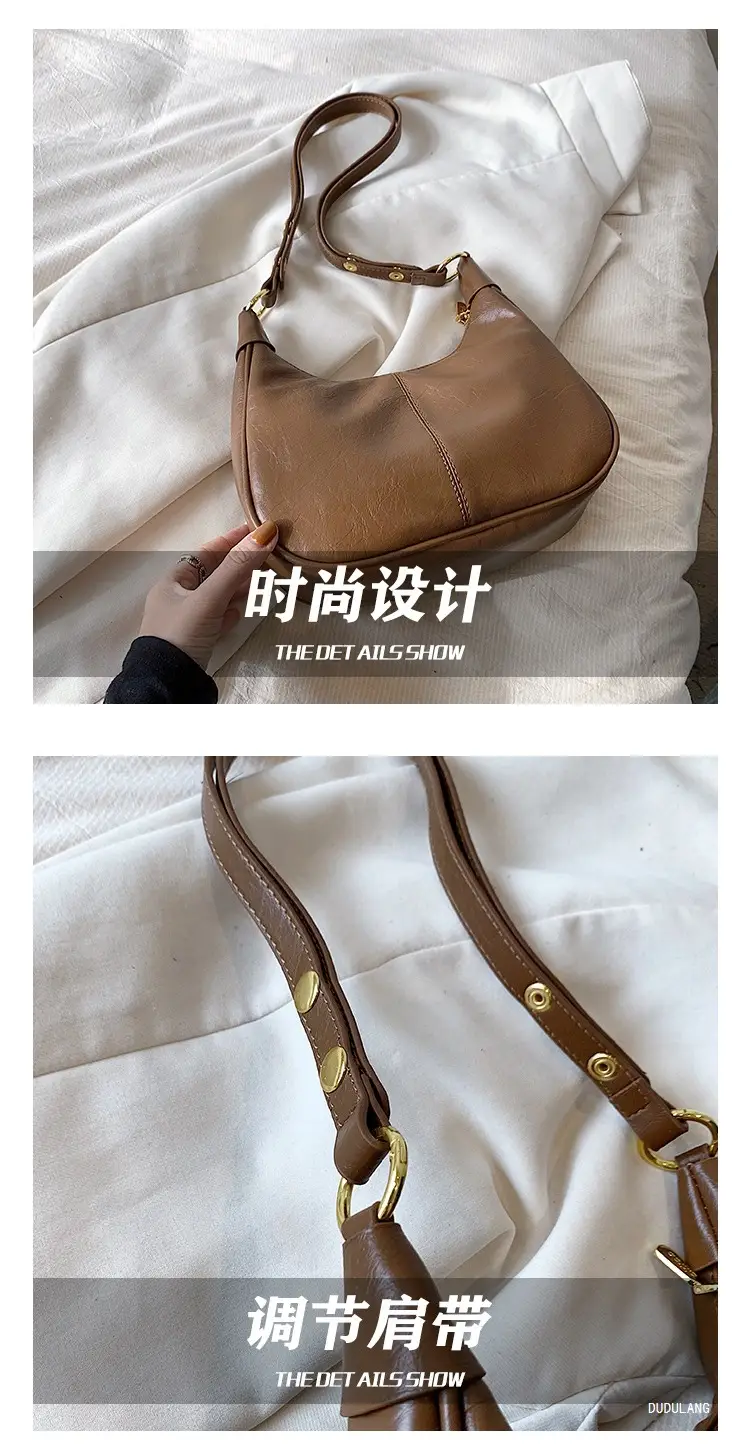 Women's Tan Leather Crossbody Bag with Gold Handle — feature 5
