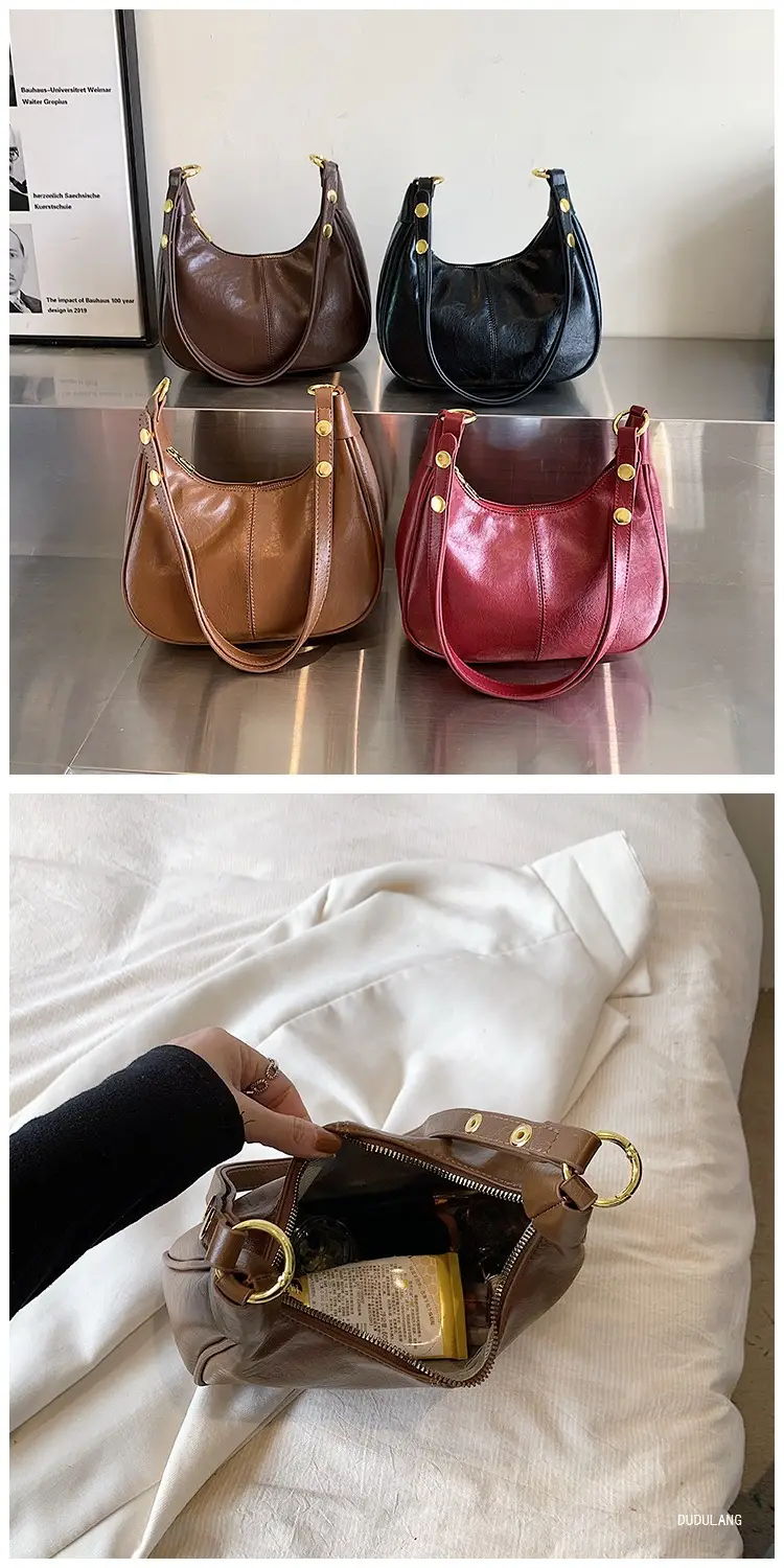 Women's Tan Leather Crossbody Bag with Gold Handle — feature 6