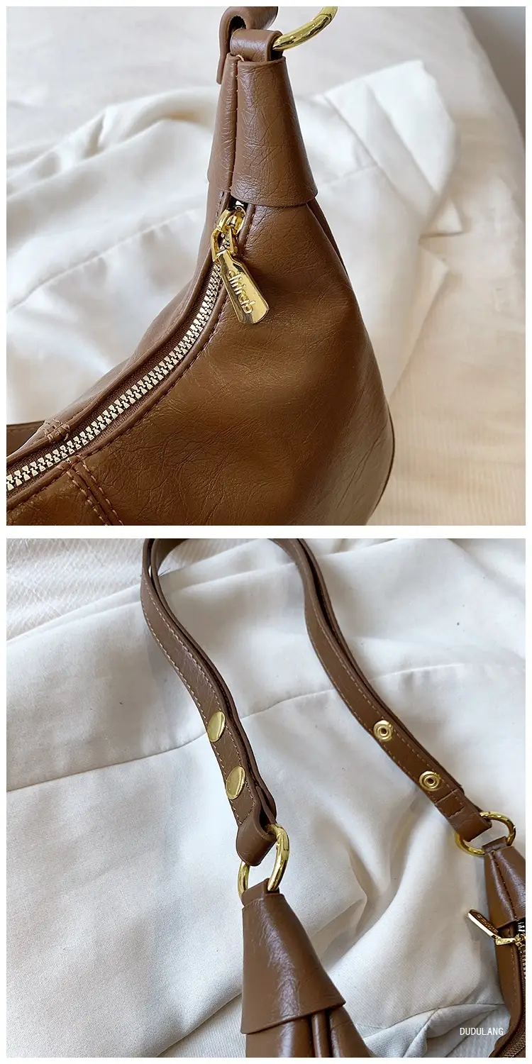 Women's Tan Leather Crossbody Bag with Gold Handle — feature 9