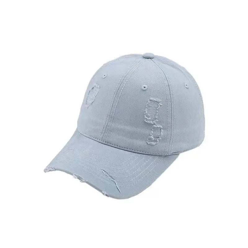 Red Ripped Baseball Cap with Embroidered Logo - Image 7