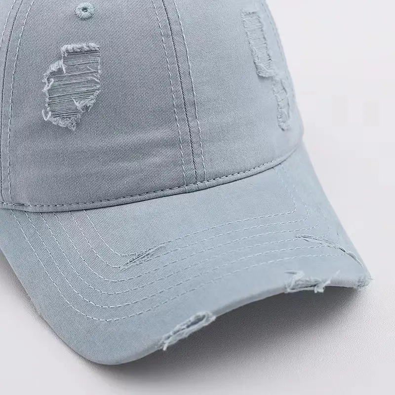 Red Ripped Baseball Cap with Embroidered Logo — feature 41