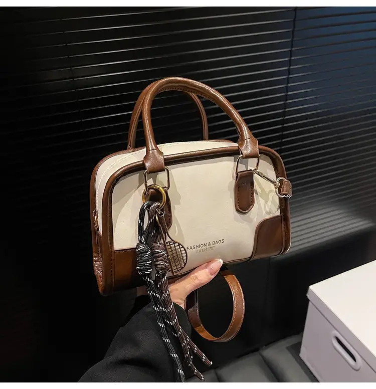 Vintage Women's Shoulder Crossbody Bag Brown Cream 2025 — feature 18