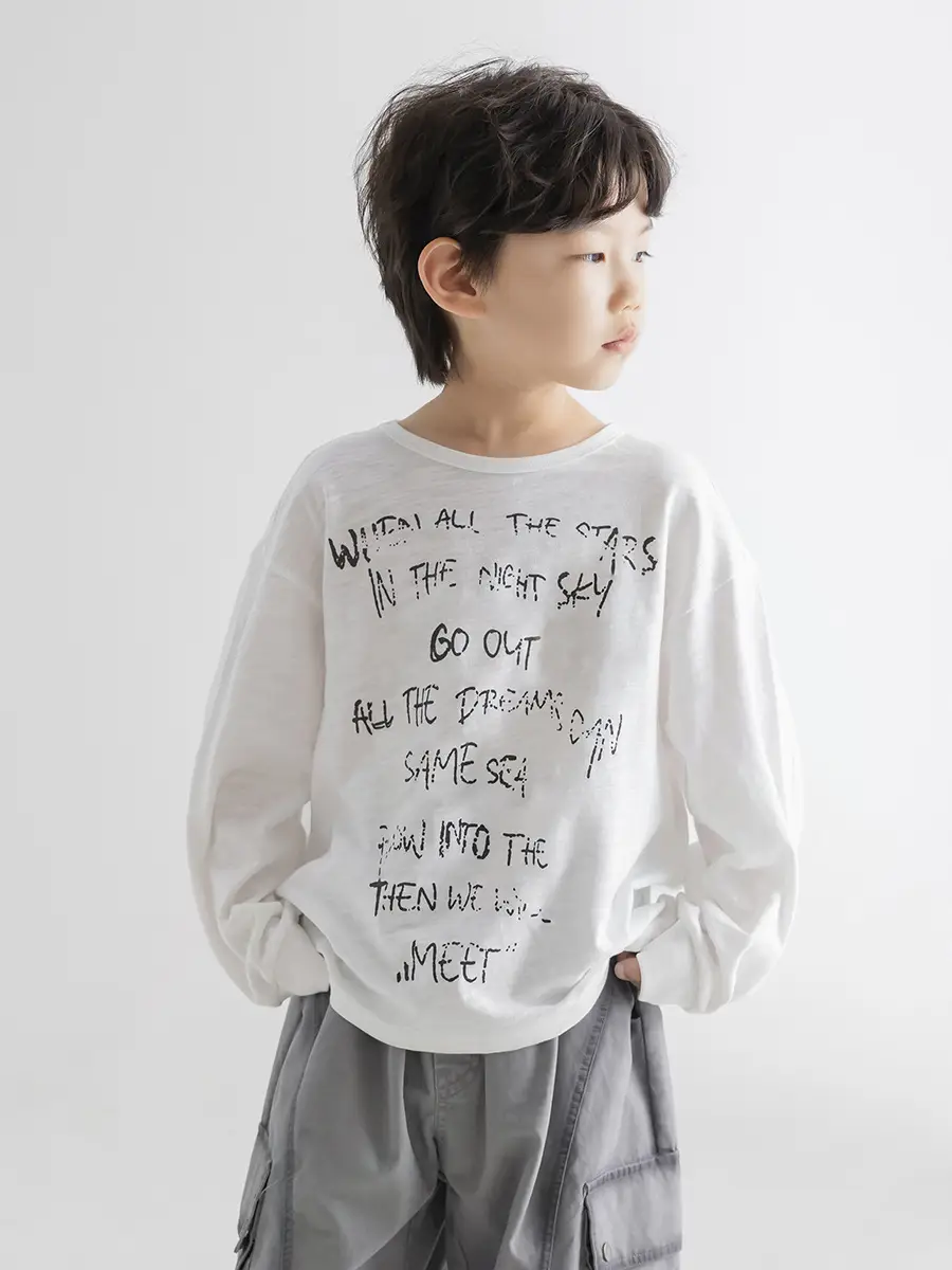 Boys Printed Long Sleeve T-Shirt Grey Pants Set Spring 2026 - Image 3