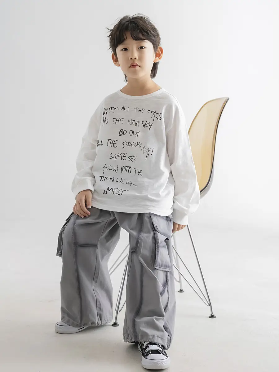 Boys Printed Long Sleeve T-Shirt Grey Pants Set Spring 2026 - Image 6