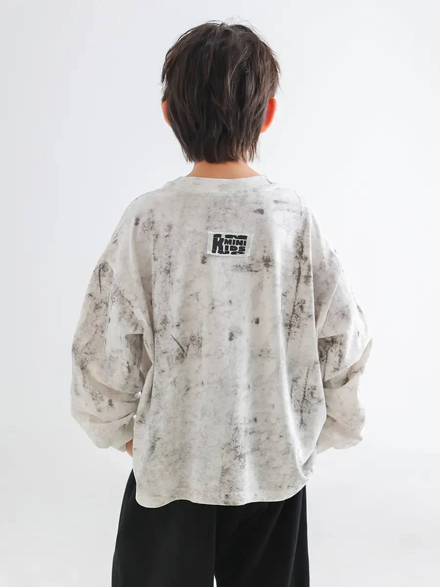 Boys Spring T-Shirt Loose Pullover Drop Shoulder Trendy Top