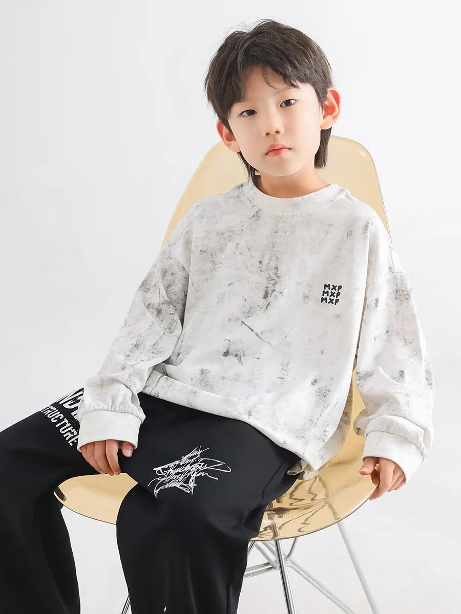 Boys Spring T-Shirt Loose Pullover Drop Shoulder Trendy Top