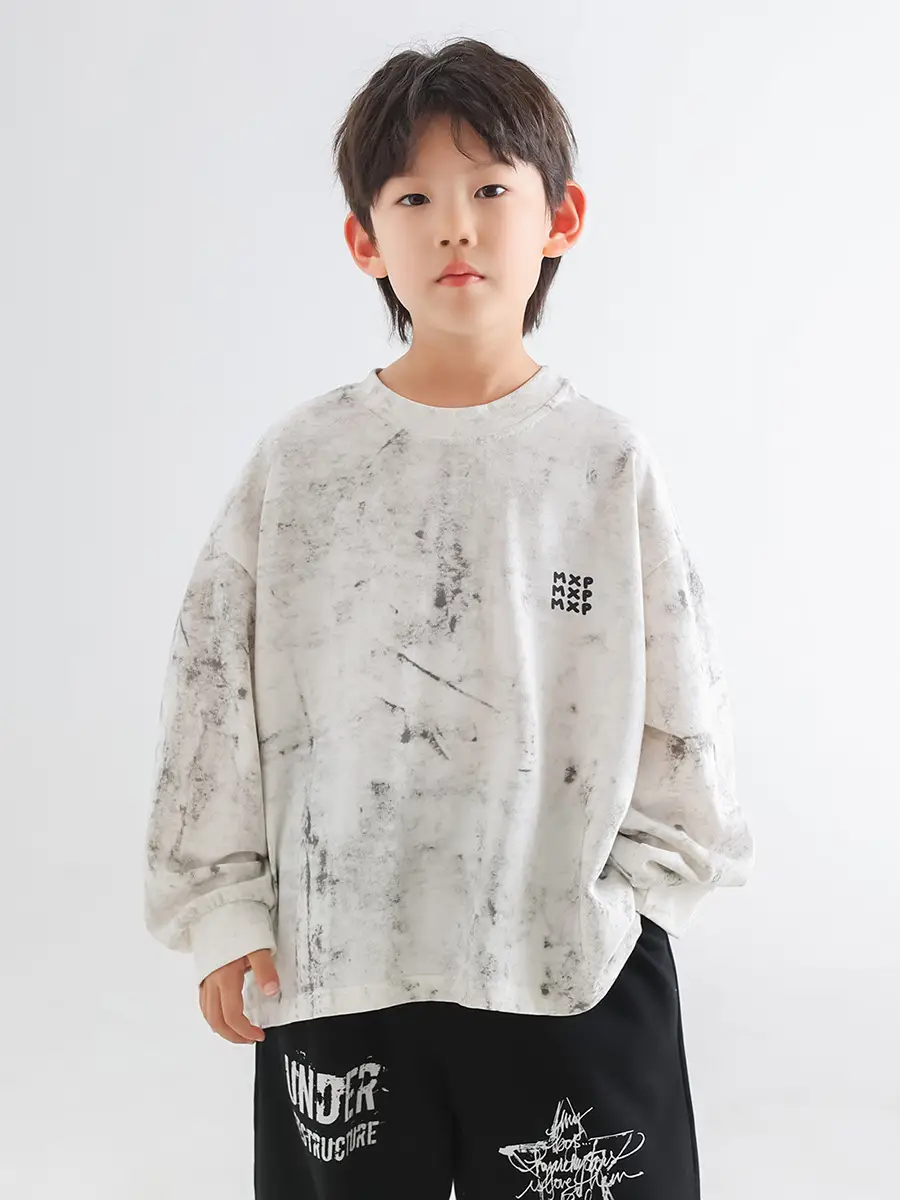 Boys Spring T-Shirt Loose Pullover Drop Shoulder Trendy Top