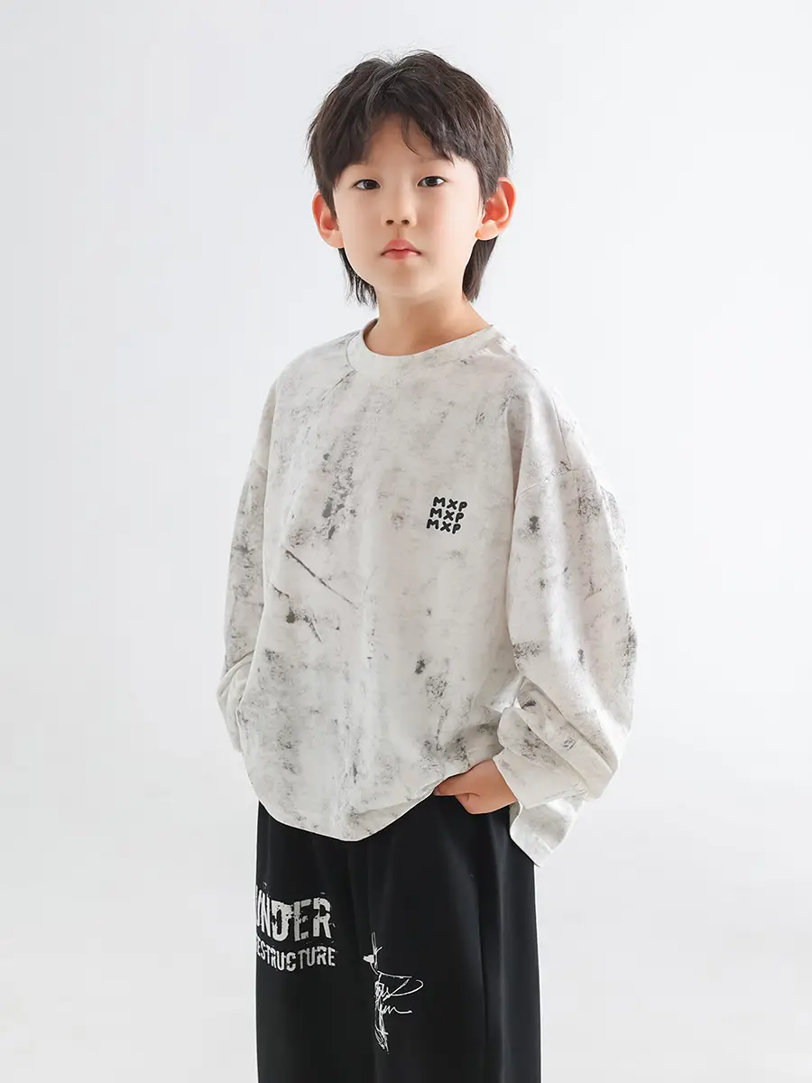 Boys Spring T-Shirt Loose Pullover Drop Shoulder Trendy Top