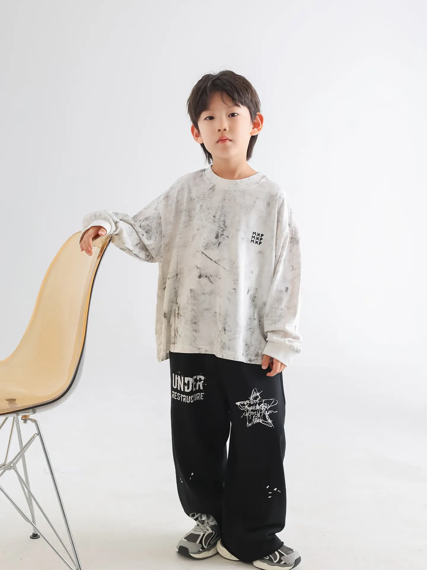 Boys Spring T-Shirt Loose Pullover Drop Shoulder Trendy Top — feature 14